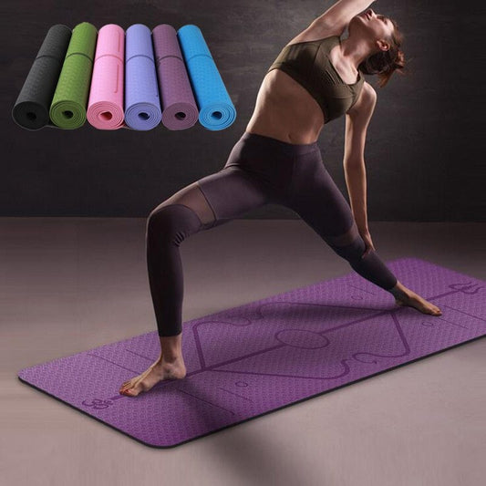 Non-Slip TPE Yoga Mat with Position Lines – Beginner-Friendly Design