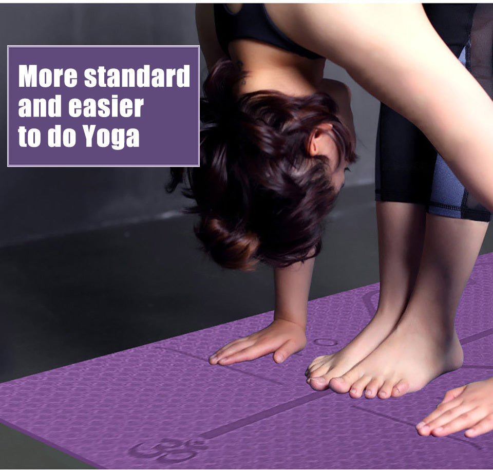 Non-Slip TPE Yoga Mat with Position Lines – Beginner-Friendly Design